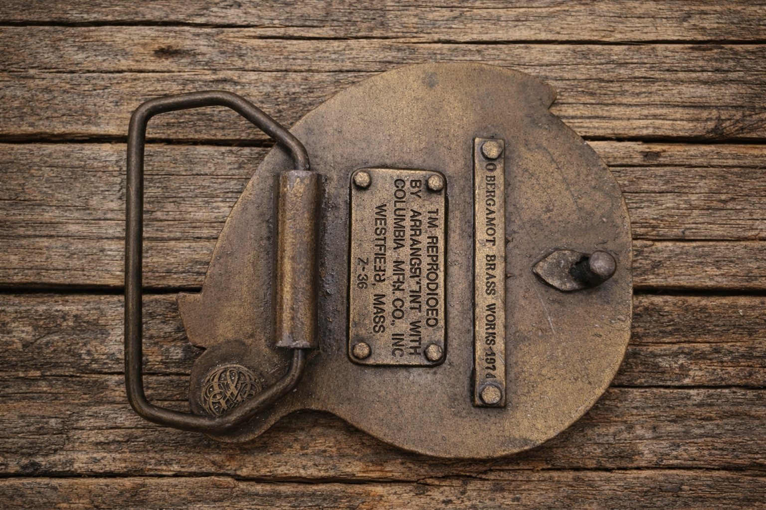 Vintage Bergamot Brass Works Columbia Bicycle Belt Buckle – 1974