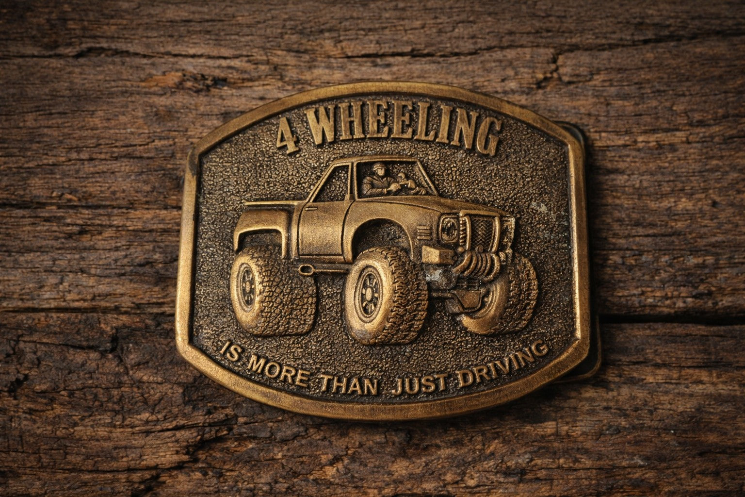 “4 Wheeling” Vintage Bergamot Brass Works Belt Buckle – 1976