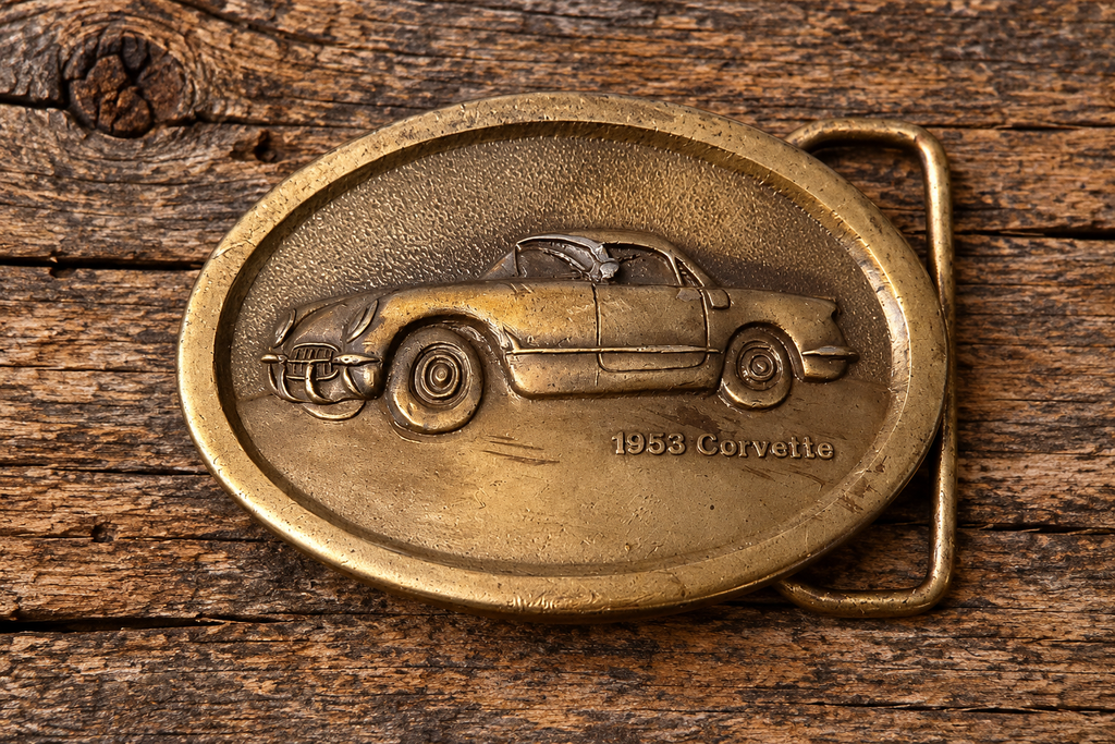 1976 Indiana Metal Craft 1953 Corvette Belt Buckle