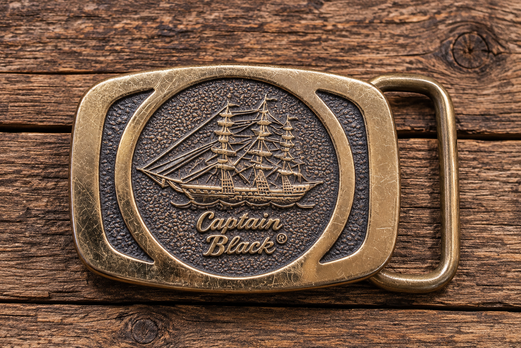 Vintage Captain Black Solid Brass Ship Belt Buckle – Made in USA
