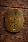 Signed Vintage Brass Tree Engraved Belt Buckle by David Bowman – Handcrafted Nature Design