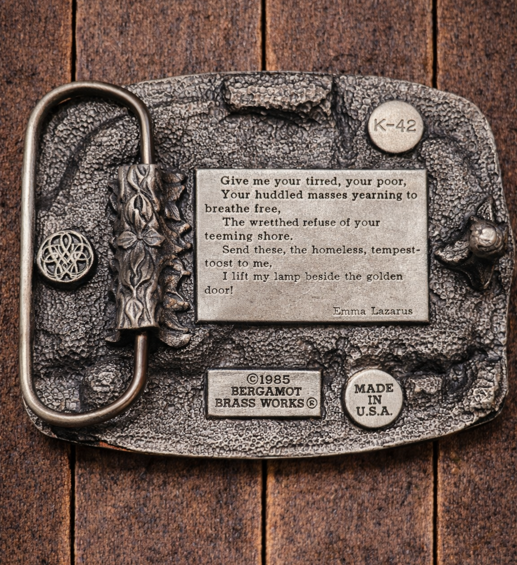 Vintage 1975 Statue of Liberty “Flame of Freedom” Belt Buckle – Bergamot Brass Works USA