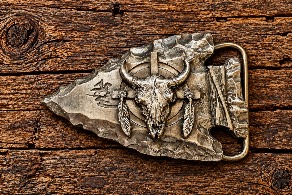 Siskiyou Buckle Company Arrowhead Buffalo Skull Belt Buckle