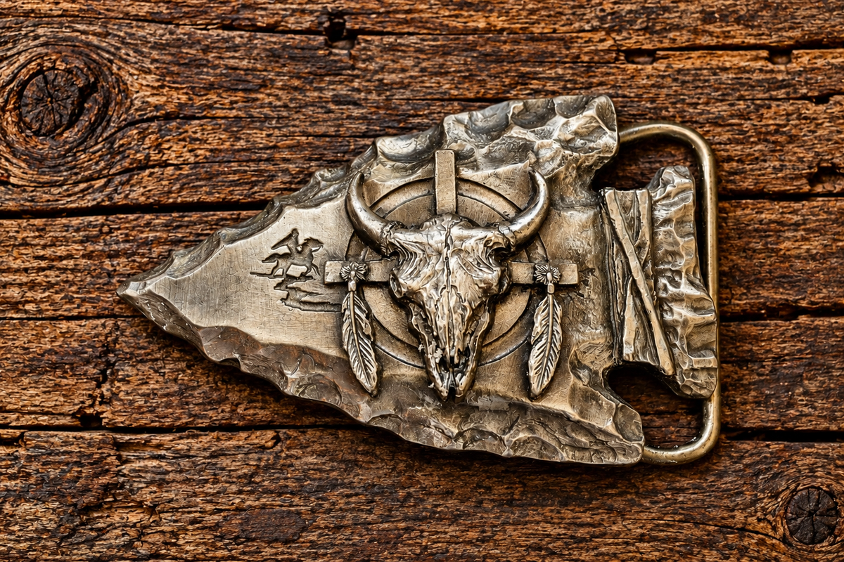 Siskiyou Buckle Company Arrowhead Buffalo Skull Belt Buckle