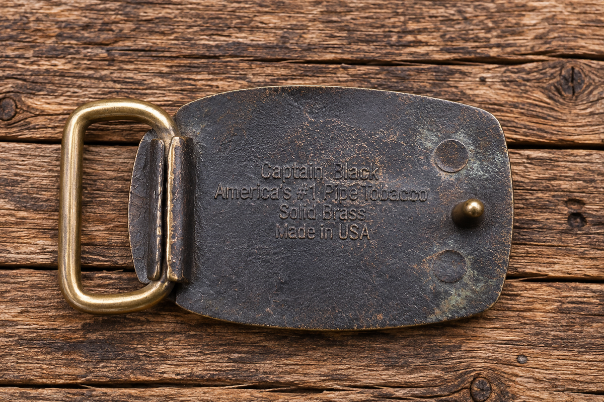 Vintage Captain Black Solid Brass Ship Belt Buckle – Made in USA