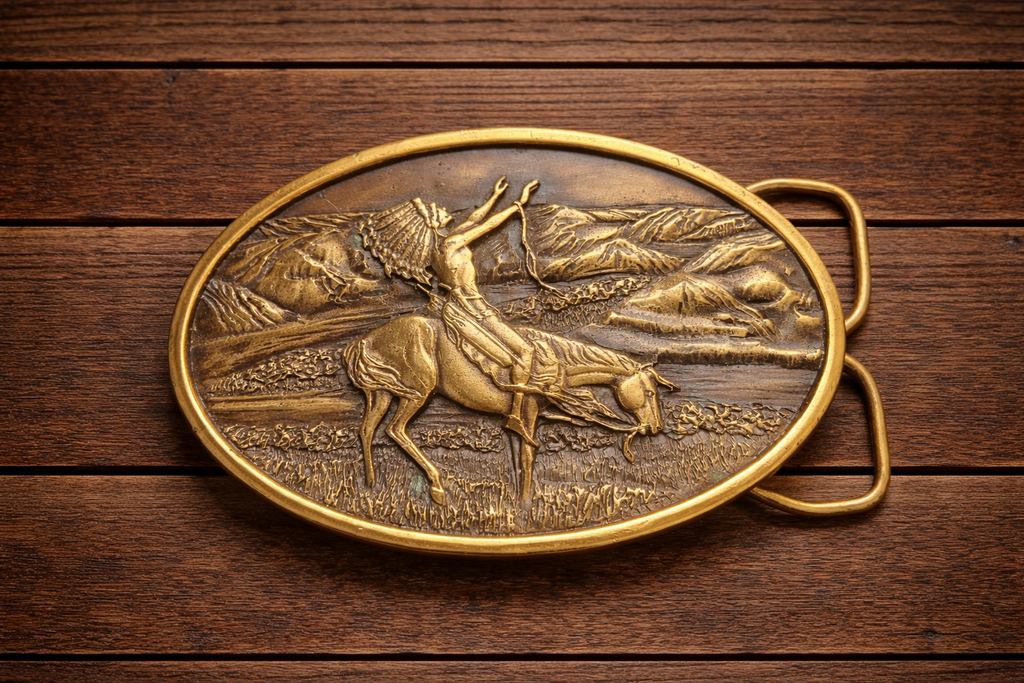 Vintage Bergamot Brass “Chief Joseph” Belt Buckle (1977)