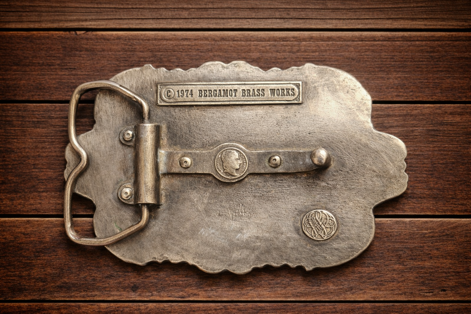 Vintage Bergamot Brass Horse Head Belt Buckle (1974)