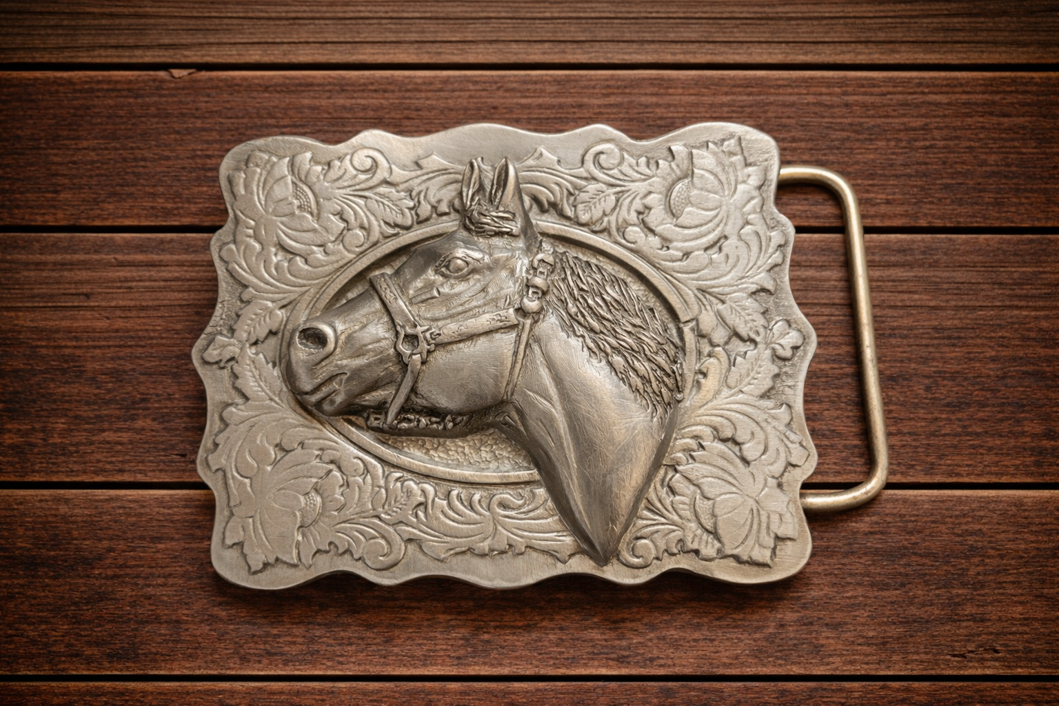 Vintage Horse Head Belt Buckle — CJ Inc., 1988