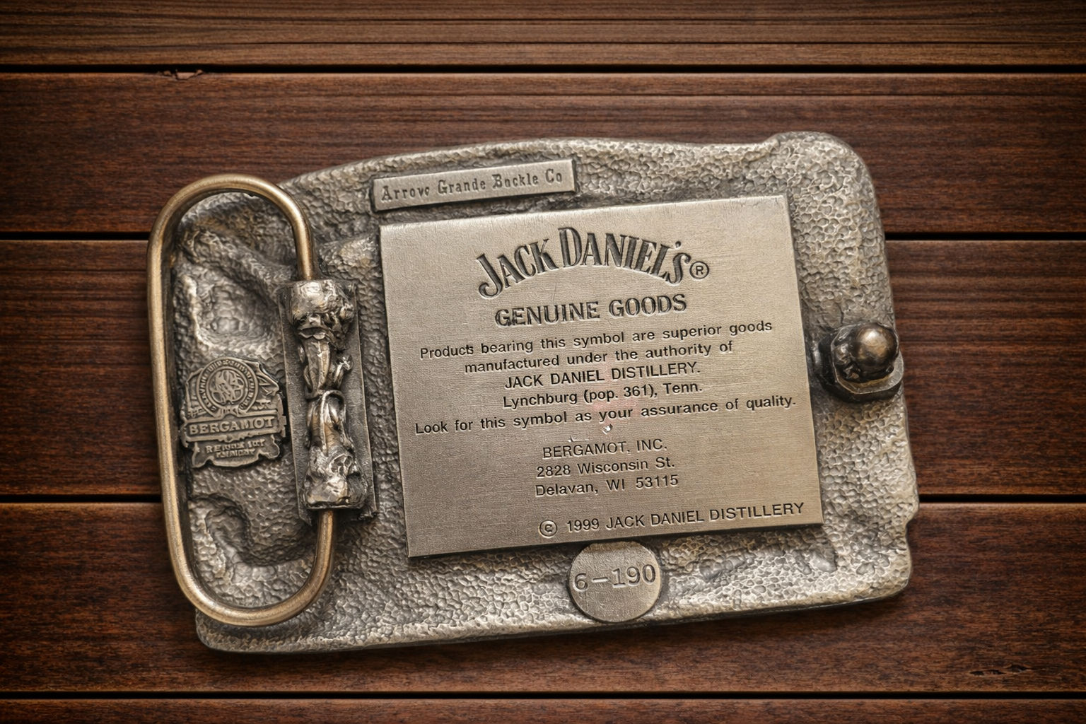 Vintage Jack Daniel’s Tennessee Whiskey Belt Buckle (1989)