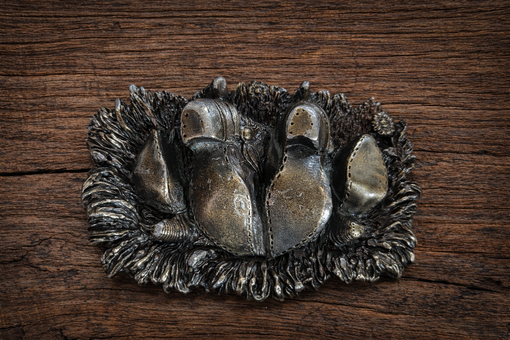 Bergamot Brass Works “Roll in the Hay” / “Knockin’ Boots” Belt Buckle (1981)