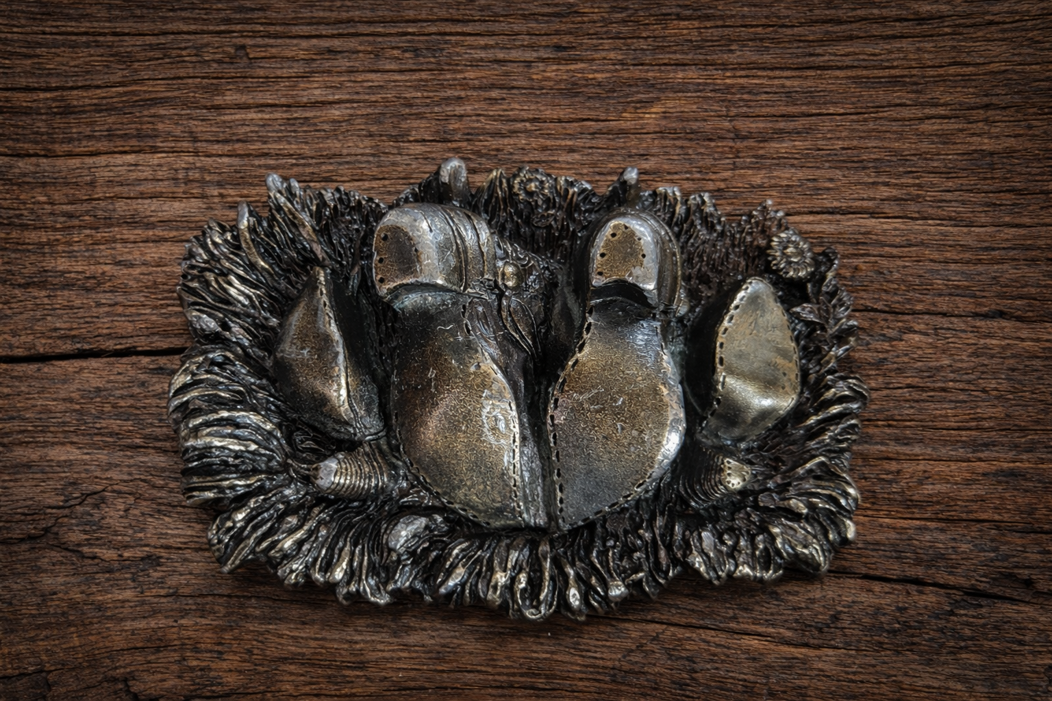 Bergamot Brass Works “Roll in the Hay” / “Knockin’ Boots” Belt Buckle (1981)