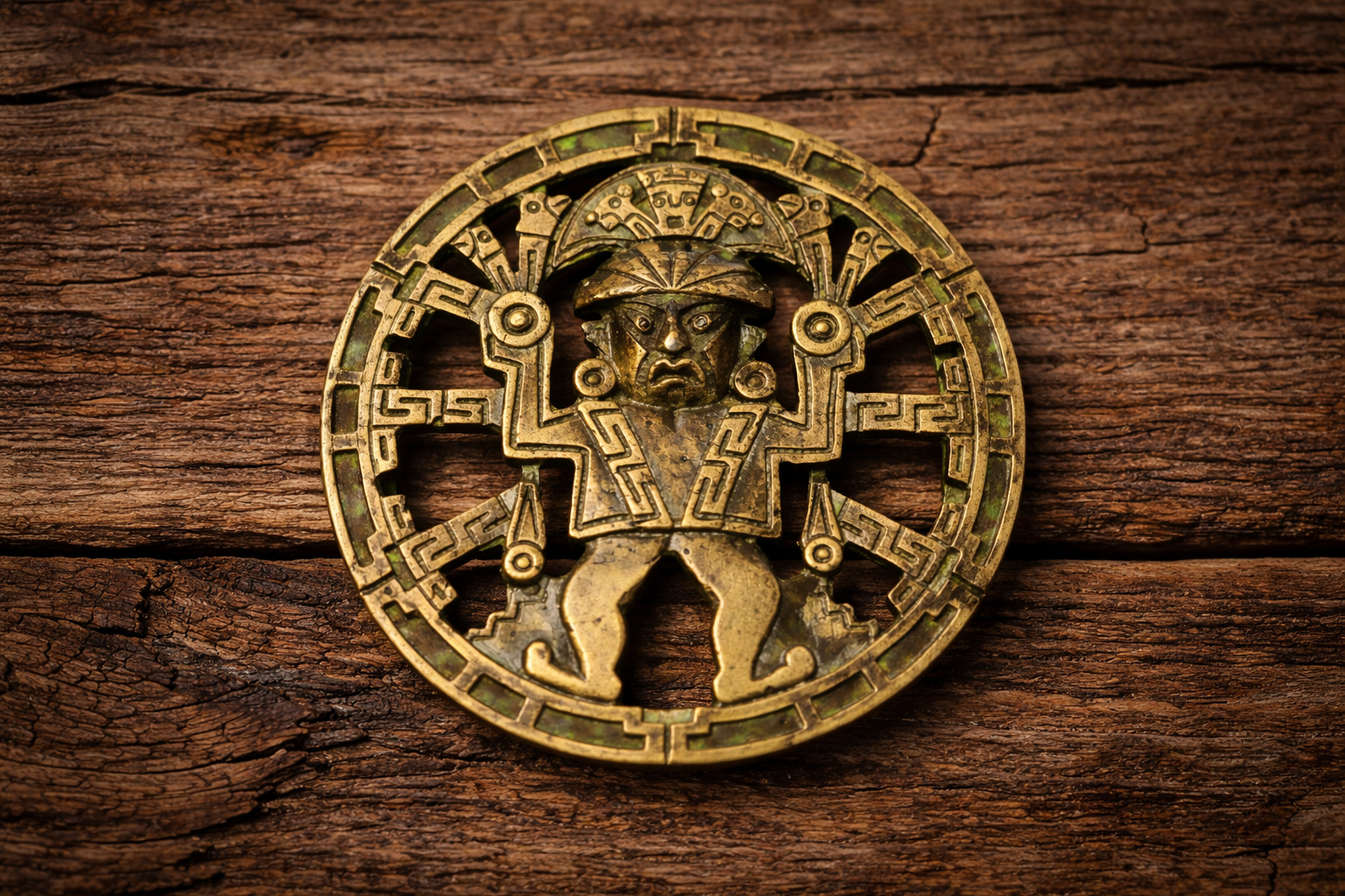 Vintage Mesoamerican / Aztec-Style Solid Brass Belt Buckle – Model G-60