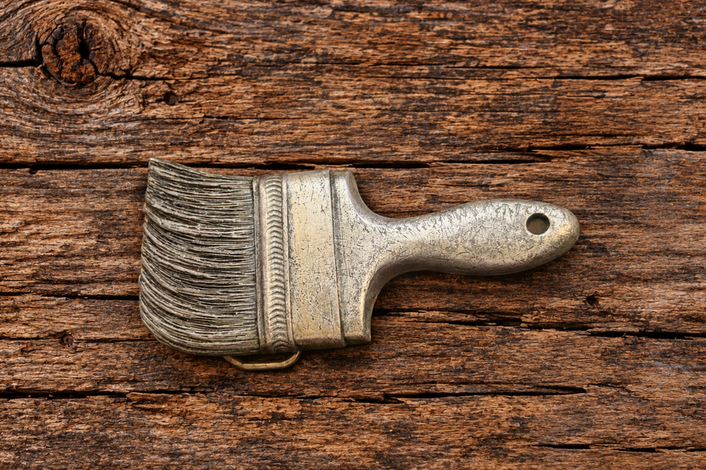 Vintage Bergamot Brass “Paintbrush” Belt Buckle
