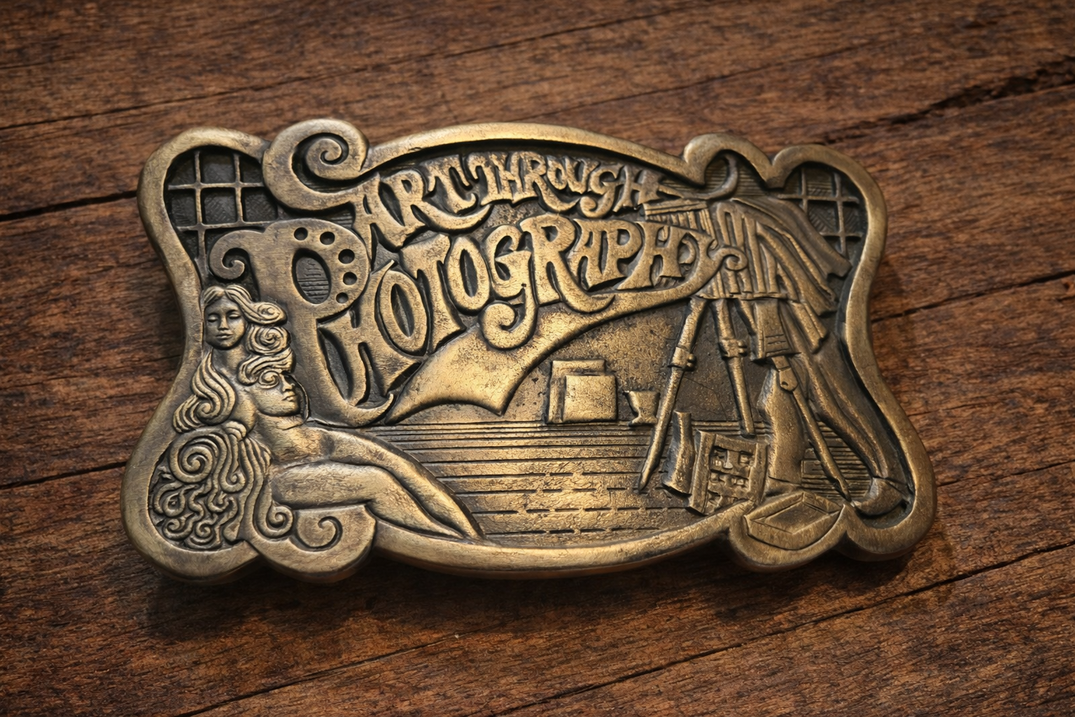 Vintage Bergamot Brass “Art Through Photography” Belt Buckle