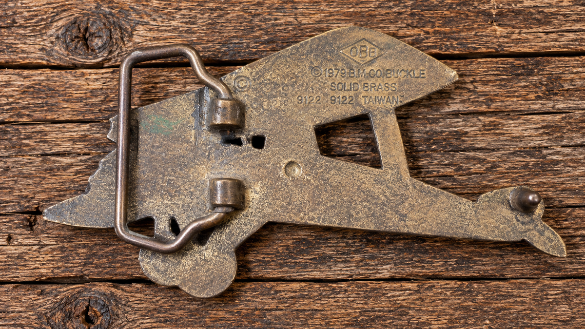 Vintage 1979 Solid Brass Biplane Belt Buckle