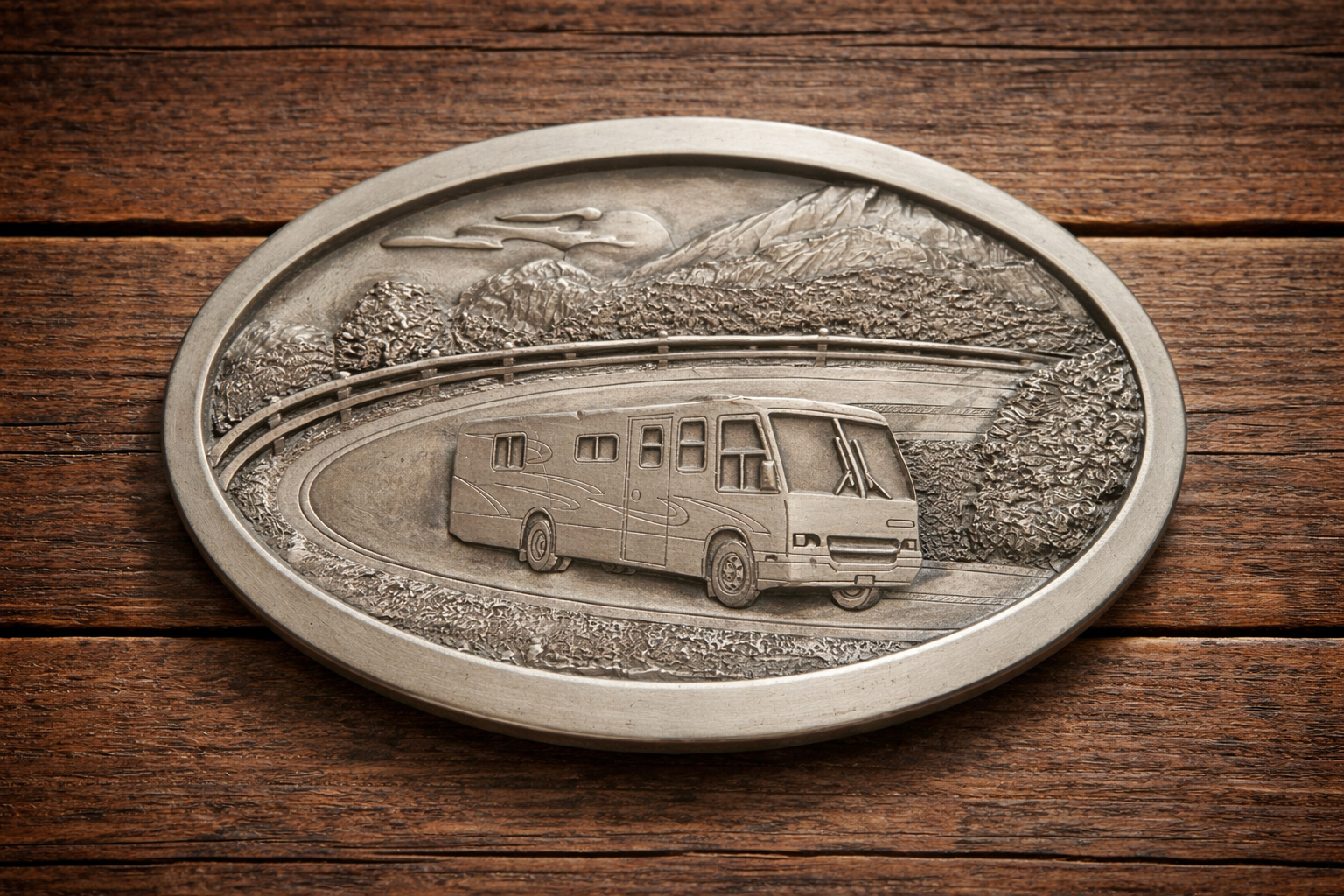 Vintage RV Scenic Road Belt Buckle