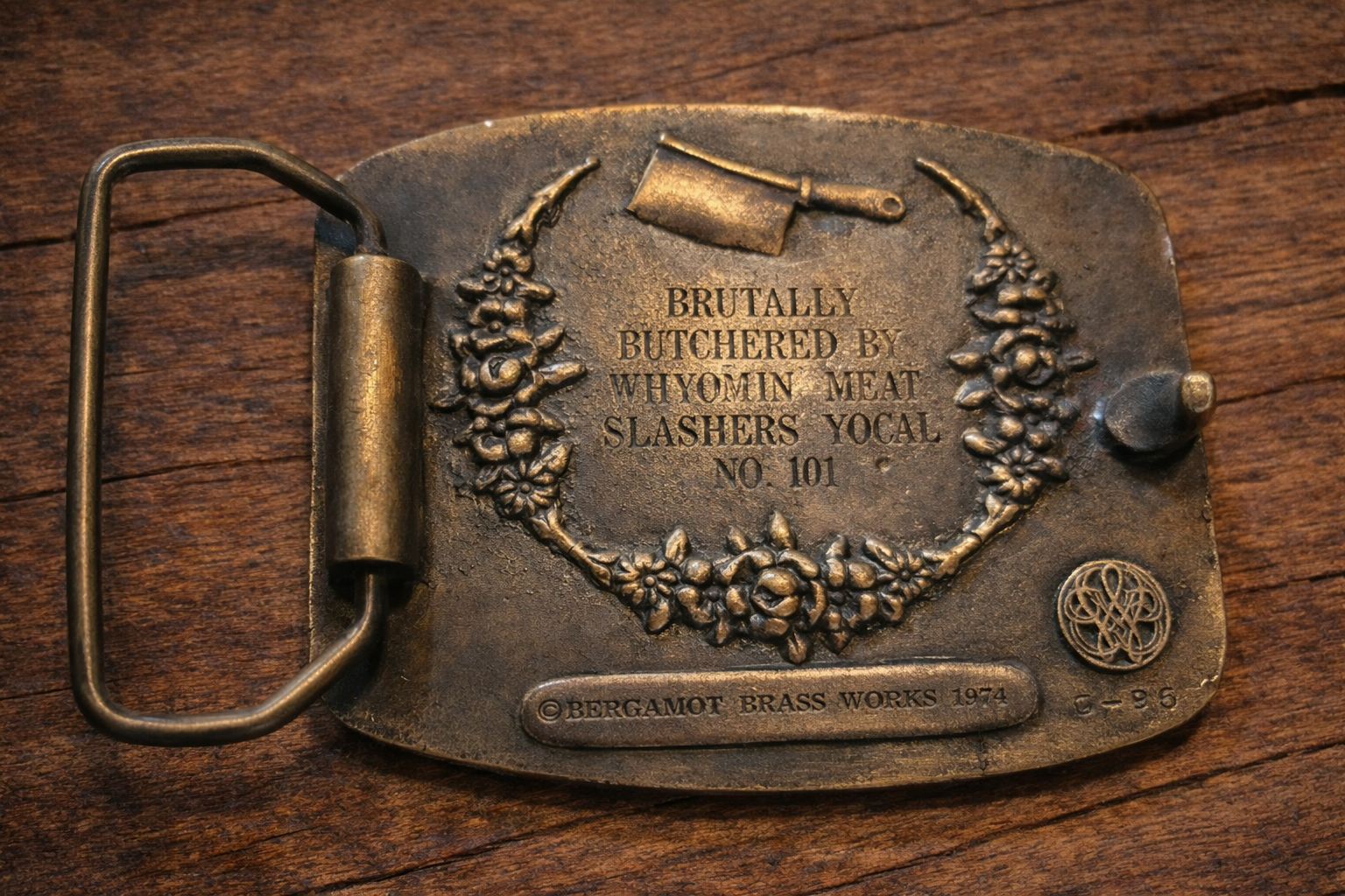 Vintage Bergamot Brass “Tony the Angus” Memorial Belt Buckle