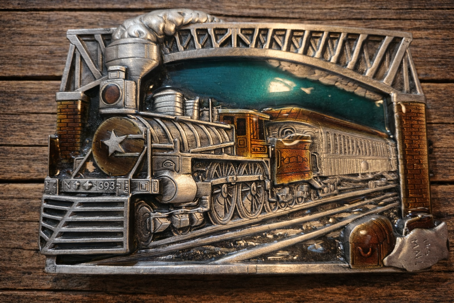 Vintage Bergamot Brass Works Steam Locomotive Belt Buckle – 1983